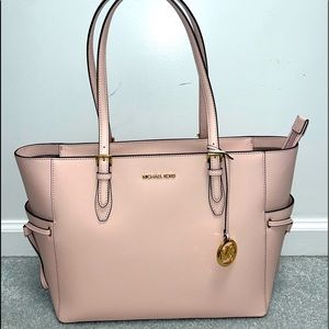Michael Kors powder blush large travel tote leather
